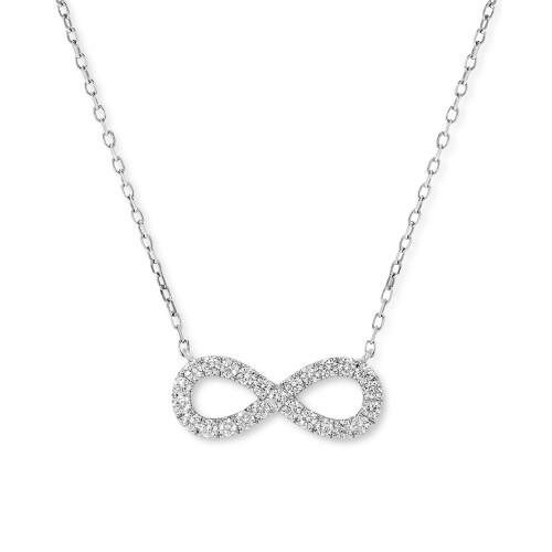 Diamond Infinity Pendant Necklace (1/2 ct. tw) in 14K White Gold, 16" + 2" extender
