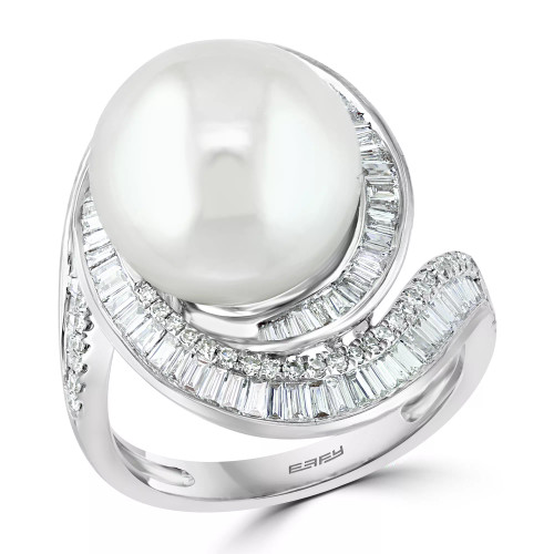 EFFY® Cultured Freshwater Pearl (12-1/2mm) & Diamond (3/4 ct. t.w.) Ring in 14k White Gold (Also Available in 14k Yellow Gold & Rose Gold)