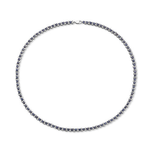 EFFY® Sapphire (9-7/8 ct. t.w.) & Diamond (7/8 ct. t.w.) All-Around 18" Statement Necklace in Sterling Silver