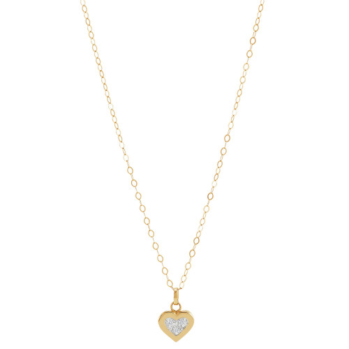 Children's Diamond Accent Heart Pendant Necklace in 14k Gold, 14" + 2" extender