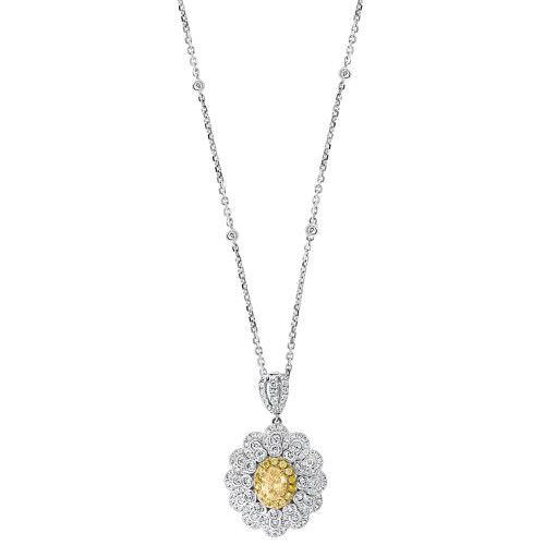 EFFY® Yellow Diamond (7/8 ct. t.w.) & White Diamond (1-1/6 ct. t.w.) Pendant Necklace in 18k Two-Tone Gold