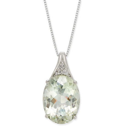Mint Quartz (9 ct. t.w.) & White Topaz (1/8 ct. t.w.) 18" Pendant Necklace in Sterling Silver