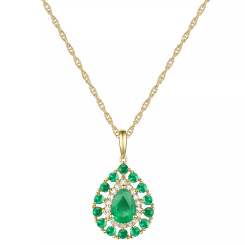Ruby (1-1/2 ct. t.w.) & Diamond (1/10 ct. t.w.) Teardrop 18" Pendant Necklace in 14k Gold (Also in Emerald and Sapphire)