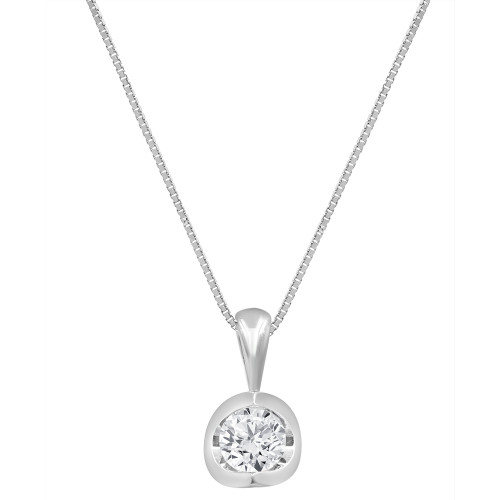 Diamond Solitaire 18" Pendant Necklace (3/8 ct. t.w.) in 14k White Gold