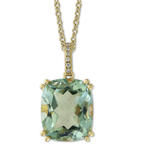 EFFY® Green Quartz (5-1/4 ct. t.w.) & Diamond Accent 18" Pendant Necklace in 14k Gold