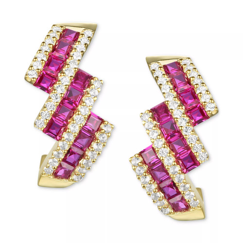 Lab-Created Sapphire (5/8 ct. t.w.) & Lab-Created White Sapphire (1/2 ct. t.w.) Swirl Stud Earrings in Sterling Silver