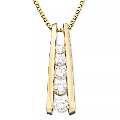 Five-Stone Diamond Journey Pendant Necklace in 14k Yellow or White Gold (1 ct. t.w.)