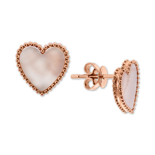 EFFY® Mother-of-Pearl Heart Stud Earrings in 14k Rose Gold