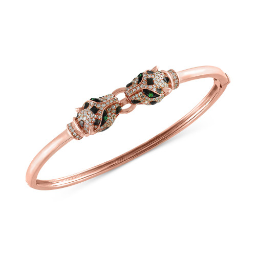EFFY® Diamond (3/4 ct. t.w.) and Tsavorite Accent Bangle Bracelet in 14k Rose Gold