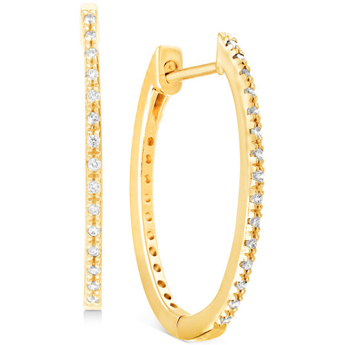 Diamond Small Skinny Hoop Earrings (1/10 ct. t.w.) in 10k Gold, 0.75"