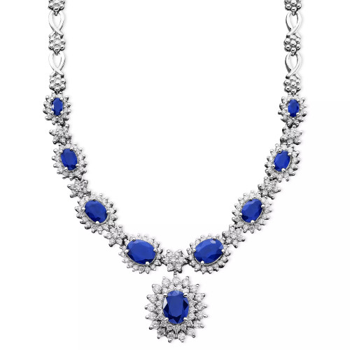 Royalty Inspired by EFFY® Saphhire (4-3/8 ct. t.w.) and Diamond (1-2/3 ct. t.w.) Necklace in 14k White Gold, Created for Macy's (Also Available in Emerald)