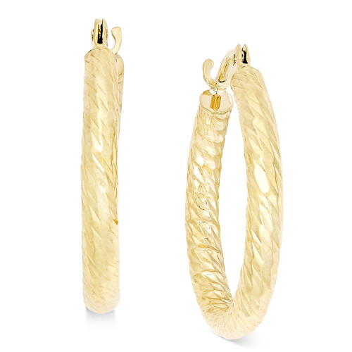 Textured Wide Hoop Earrings in 10k Gold