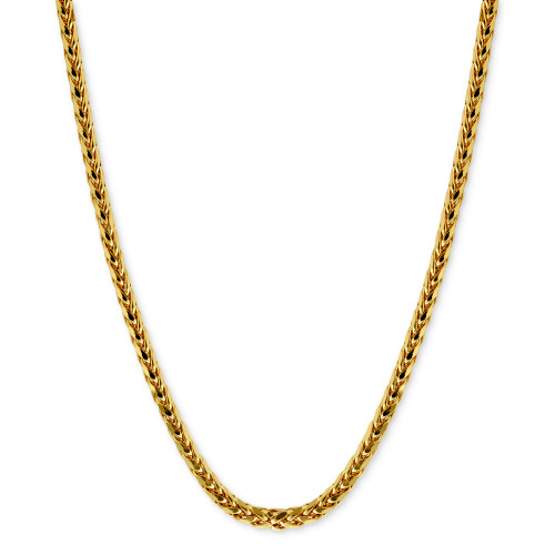 Polished Square Wheat 20" Chain Necklace (3mm) in 14k Gold