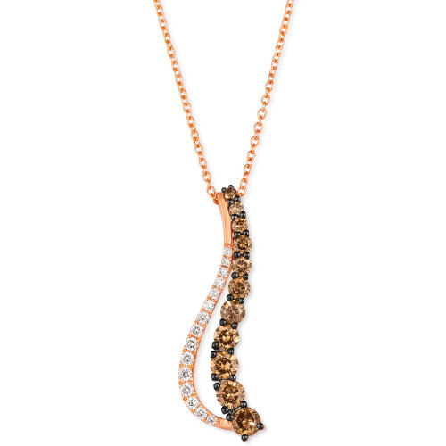 Chocolatier® Chocolate Diamond (3/4 ct. t.w.) & Vanilla Diamond (1/5 ct. t.w.) Double Swirl 18" Pendant Necklace in 14k Rose Gold