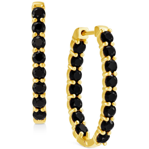 Onyx In & Out Oval Hoop Earrings in 14k Gold-Plated Sterling Silver, 0.5"
