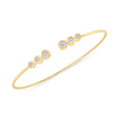 Diamond Bezel Cuff Bangle Bracelet (1/10 ct. t.w.) in 14k Gold, Created for Macy's