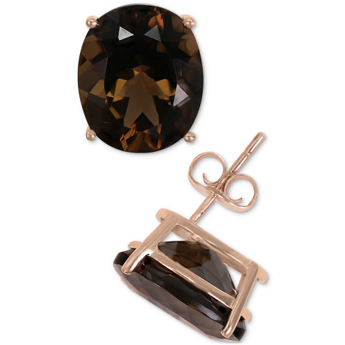 Smoky Quartz Oval Stud Earrings (8-3/8 ct. t.w.) in 14k Rose Gold