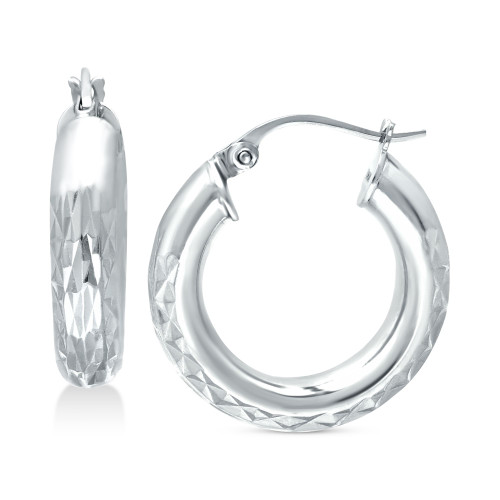Small Embellished Hoop Earrings in Sterling Silver, 20mm, Created for Macy's
