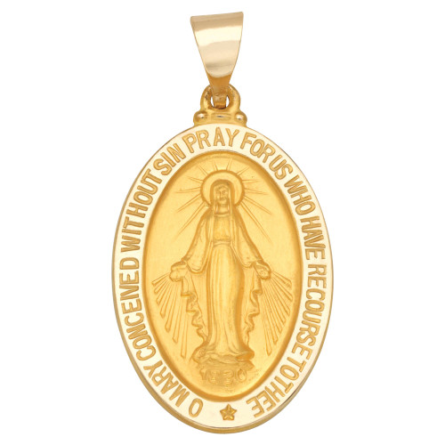 Miraculous Medal Pendant in 14k Yellow Gold