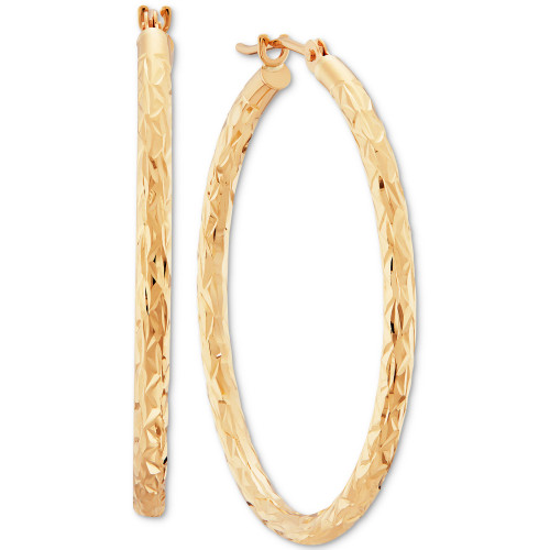 Round Tube Hoop Earrings in 10k Gold, 1 1/5 inch