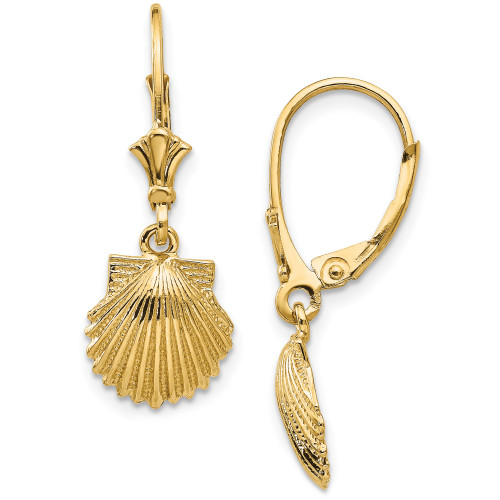 Shell Leverback Drop Earrings in 14k Yellow Gold