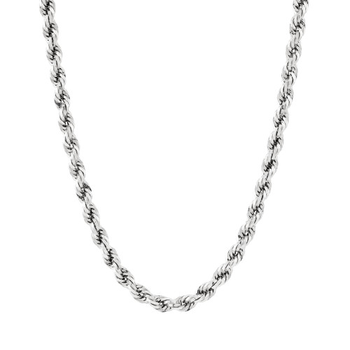 Evergreen Rope Link 24" Chain Necklace (5.3mm) in 10k White Gold
