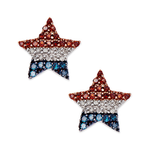Diamond Flag Star Stud Earrings in Sterling Silver (1/4 ct. t.w.)