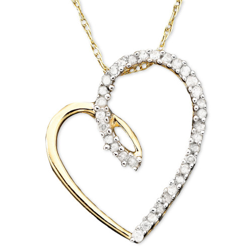 Diamond Heart Pendant Necklace in 14k Gold (1/10 ct. t.w.)