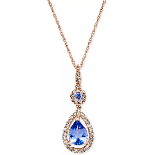 Ruby (1-1/4 ct. t.w.) and Diamond (1/3 ct. t.w.) Pendant Necklace in 14k Rose Gold (Also Available In Tanzanite)