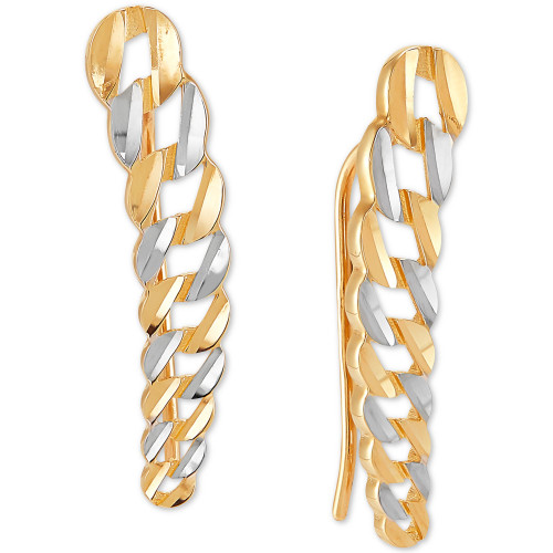 Curb Link Chain Ear Climbers in 10k Two-Tone Gold