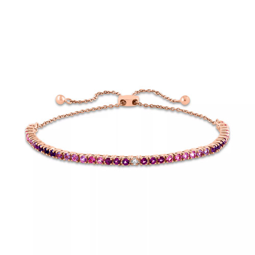 EFFY® Multi-Gemstone (1-1/4 ct. t.w.) & Diamond (1/10 ct. t.w.) Bolo Bracelet in 14k Rose Gold-Plated Silver (Also available in Sterling Silver)