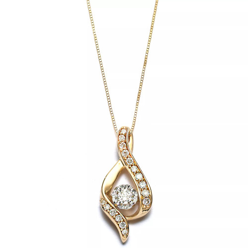Diamond Ribbon Pendant Necklace in 14k Gold, Rose Gold or White Gold (3/8 ct. t.w.)