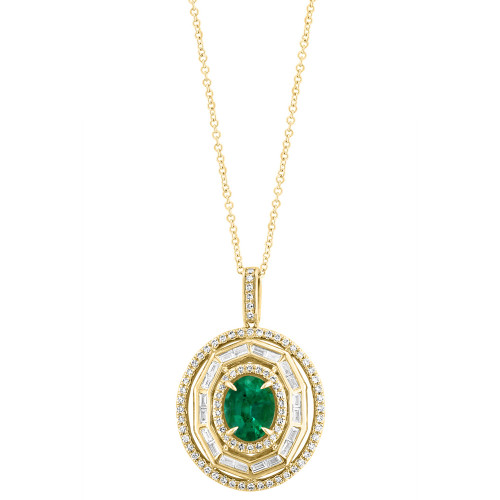 EFFY® Emerald (1-1/2 ct. t.w.) & Diamond (5/8 ct. t.w.) Multi-Halo 18" Pendant Necklace in 14k Gold