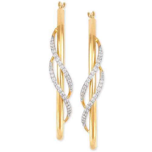 Diamond Twist Medium Twist Hoop Earrings (1/5 ct. t.w.) in 10k Gold, 1.5"