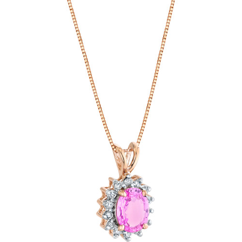 Pink Sapphire (1-5/8 ct. t.w.) & Diamond (1/5 ct. t.w.) 18" Pendant Necklace in 14k Rose Gold