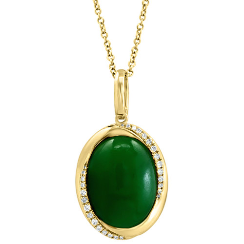 EFFY® Dyed Jade & Diamond (1/8 ct. t.w.) 18" Pendant Necklace in 14k Gold