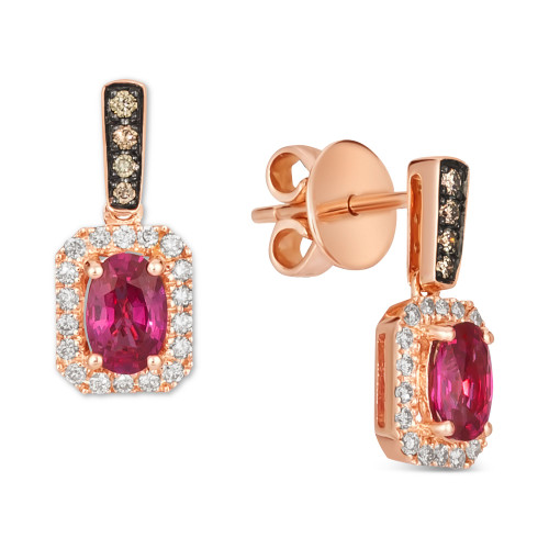 Passion Ruby (7/8 ct. t.w.) & Diamond (1/4 ct. t.w.) Drop Earrings in 14k Rose Gold