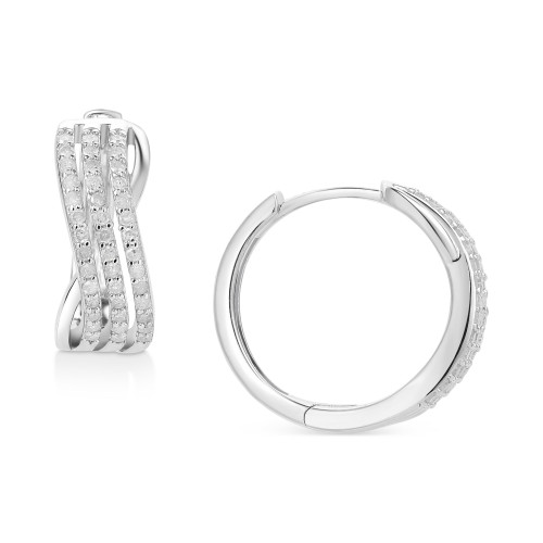 Diamond Swirl Small Hoop Earrings (1/4 ct. t.w.) in Sterling Silver