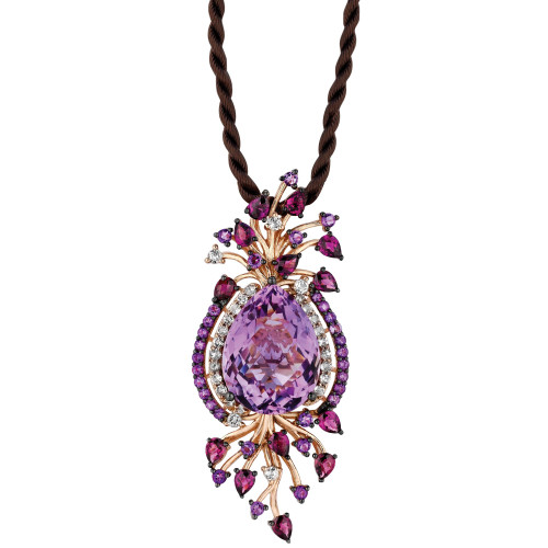 Crazy Collection® Multi-Stone Cord Pendant Necklace in 14k Strawberry Rose Gold (18 ct. t.w.)