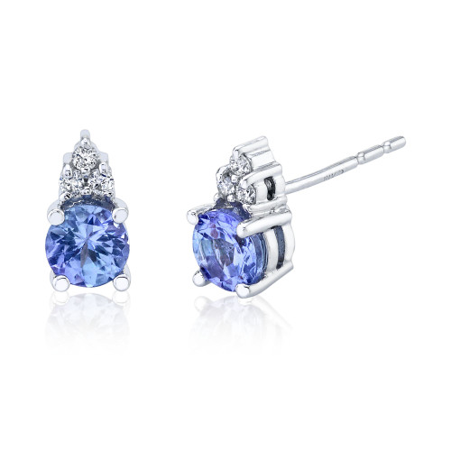 Tanzanite (1/2 ct. t.w.) & Diamond (1/20 ct. t.w.) Stud Earrings in 14k White Gold