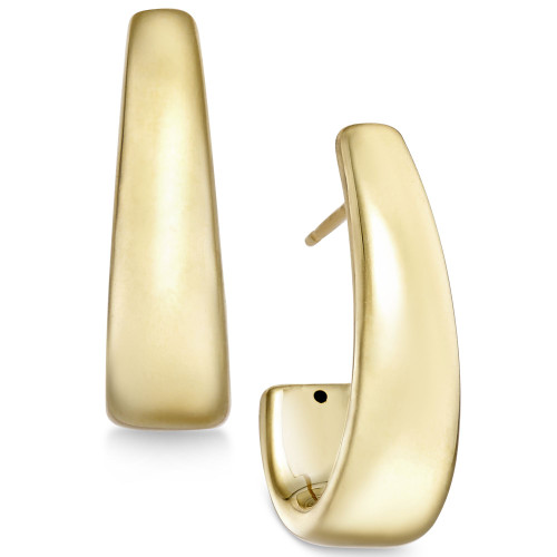 J-Hoop Earrings in 14k Gold