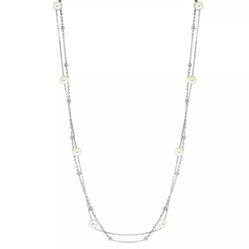 EFFY® Cultured Freshwater Pearl (9mm) & Polished Bead  Layered Necklace in Sterling Silver, 18" + 2" extender (Also available in Gold-Plated Sterling Silver)