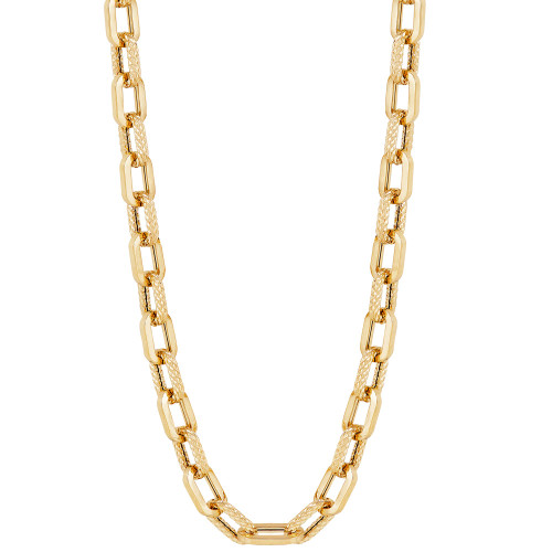 Polished & Textured Link 18" Collar Necklace in 10k Gold