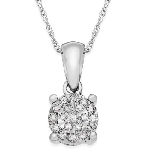 Diamond Cluster Pendant Necklace in Sterling Silver (1/10 ct. t.w.)