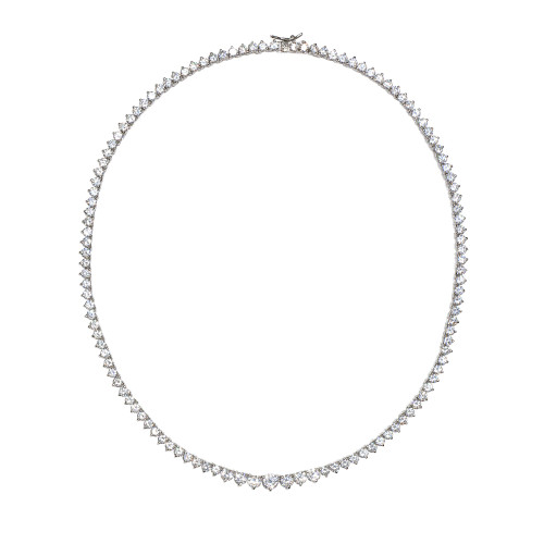 Cubic Zirconia Graduated Tennis 16" Collar Necklace in Sterling Silver