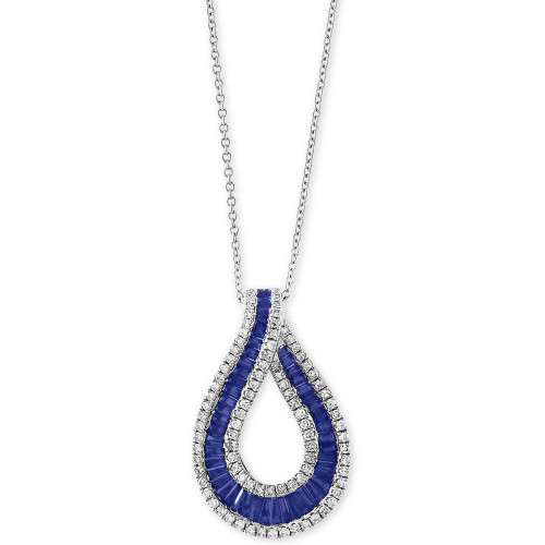 EFFY® Sapphire (1-5/8 ct .t.w.) & Diamond (3/8 ct. t.w) 18" Pendant Necklace in 14k White Gold