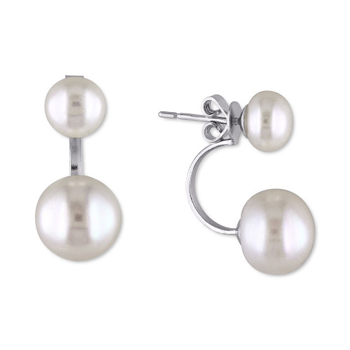 Cultured Freshwater Pearl (7 & 10-1/2mm) Earring Jackets in Sterling Silver