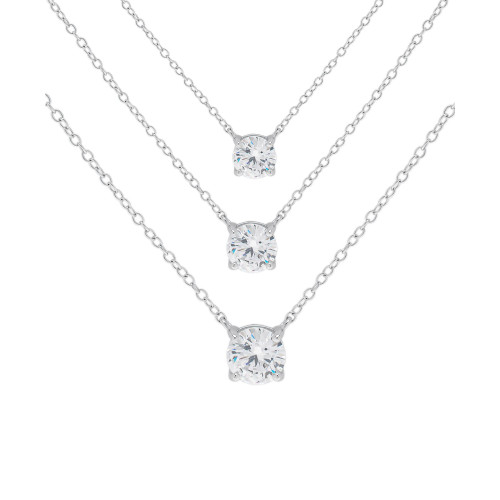 Lab-Created White Sapphire Triple Layer Pendant Necklace (1-7/8 ct. t.w.) in Sterling Silver, 16-1/2" + 2" extender