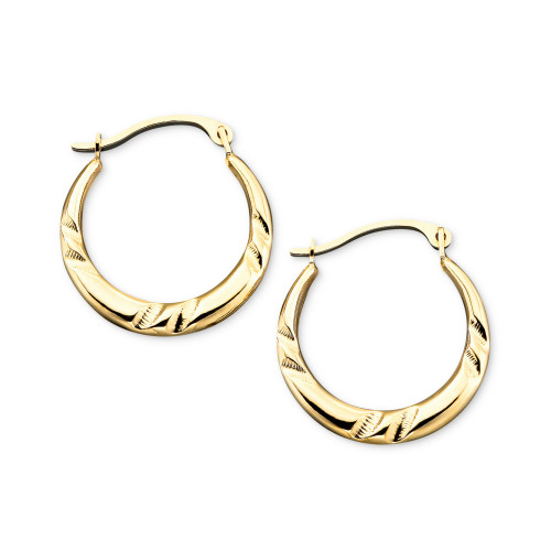 10k Gold Small Polished Pinched Hoop Earrings