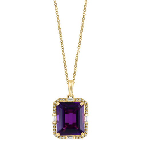 EFFY® Amethyst (5-3/4 ct. t.w.) & Diamond (1/5 ct. t.w.) Halo 18" Pendant Necklace in 14k Yellow Gold